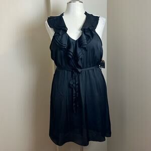 New! Converse One Star black draped ruffle neckline racer back mini slip dress L